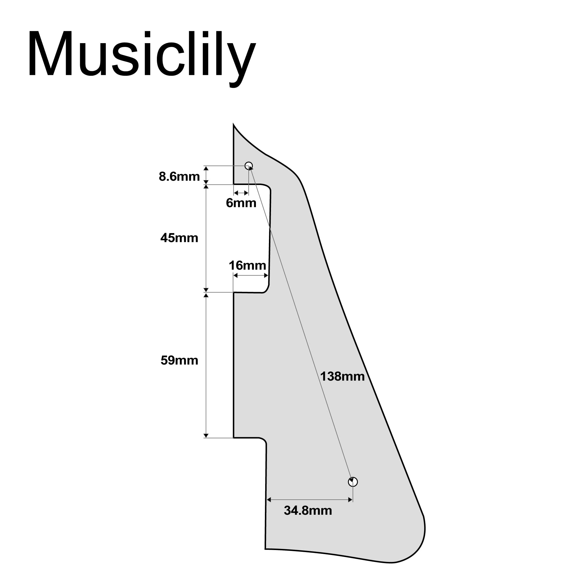 Musiclily Electric Guitar Pickguard Compatible with USA Les Paul Modern Style,1Ply White